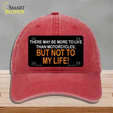 More To Life Than Motorcycles Novelty License Plate Hat Unconstructed Cotton / Red