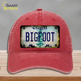 Bigfoot Oregon Novelty License Plate Hat Unconstructed Cotton / Red