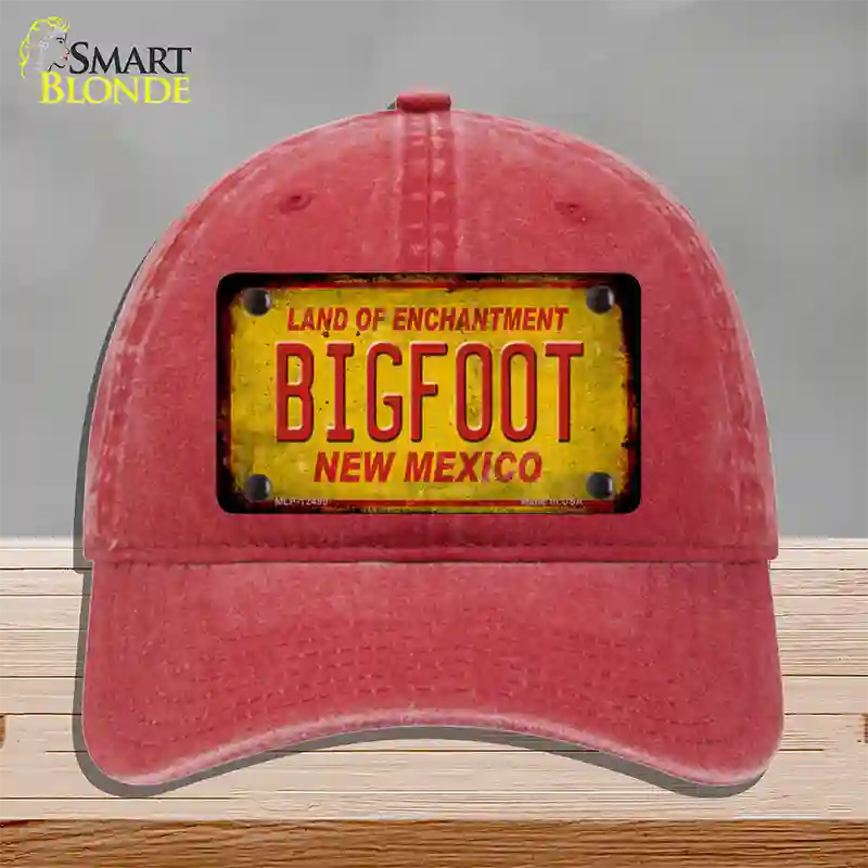 Bigfoot New Mexico Novelty License Plate Hat Unconstructed Cotton / Red