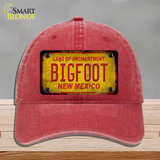 Bigfoot New Mexico Novelty License Plate Hat Unconstructed Cotton / Red