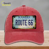 Route 66 Kansas Rusty Novelty License Plate Hat Unconstructed Cotton / Red