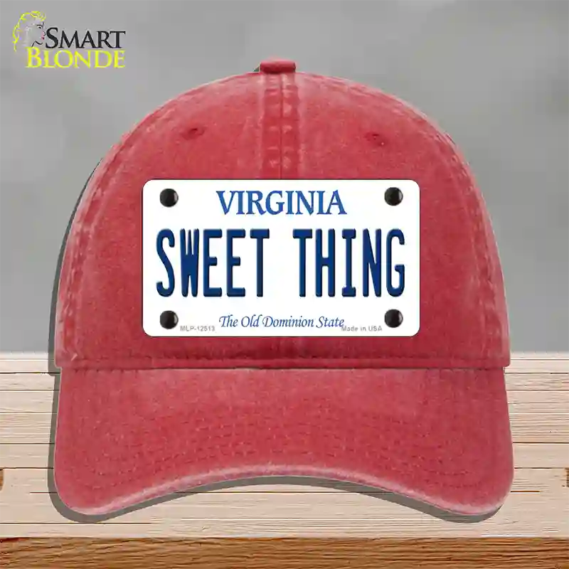 Sweet Thing Virginia Novelty License Plate Hat Unconstructed Cotton / Red