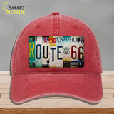 Route 66 Strip Novelty License Plate Hat Unconstructed Cotton / Red