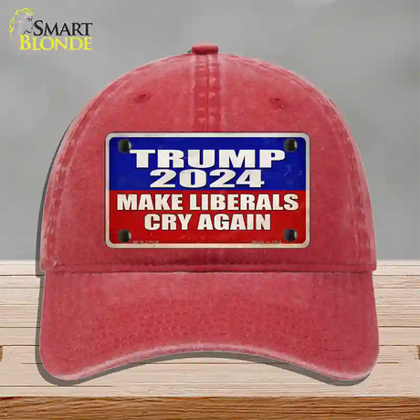 Trump Make Liberals Cry Again Novelty License Plate Hat Unconstructed Cotton / Red