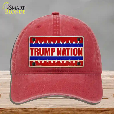 Trump Nation Novelty License Plate Hat Unconstructed Cotton / Red