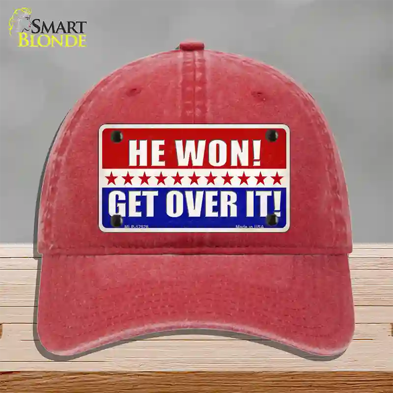 Trump Won Get Over It Novelty License Plate Hat Unconstructed Cotton / Red