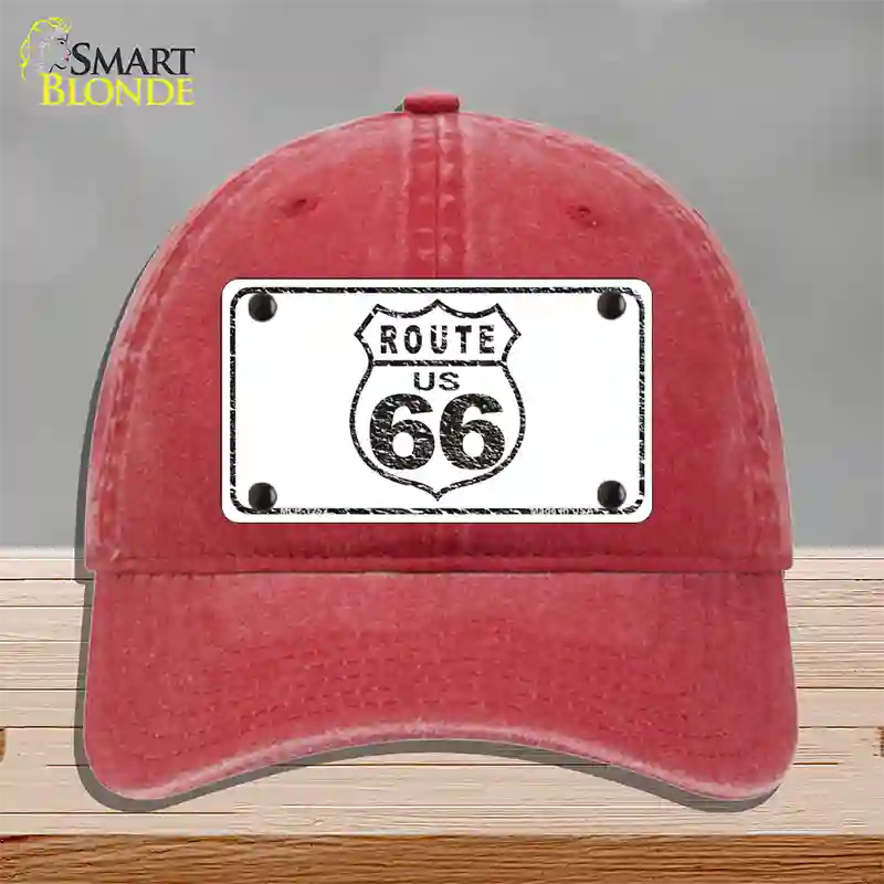 Route 66 Distressed Novelty License Plate Hat Unconstructed Cotton / Red