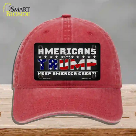 Americans For Trump Novelty License Plate Hat Unconstructed Cotton / Red