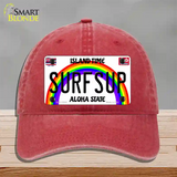 Surfsup Hawaii Novelty License Plate Hat Unconstructed Cotton / Red