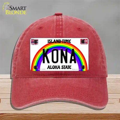 Kona Hawaii Novelty License Plate Hat Unconstructed Cotton / Red