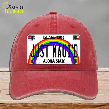 Just Mauid Hawaii Novelty License Plate Hat Unconstructed Cotton / Red