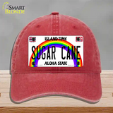 Sugar Cane Hawaii Novelty License Plate Hat Unconstructed Cotton / Red