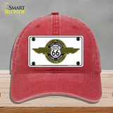 Route 66 Shield Emblem Novelty License Plate Hat Unconstructed Cotton / Red