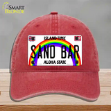 Sand Bar Hawaii Novelty License Plate Hat Unconstructed Cotton / Red