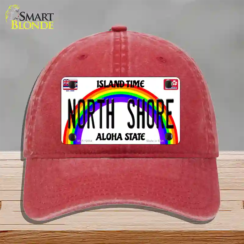 North Shore Hawaii Novelty License Plate Hat Unconstructed Cotton / Red