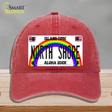 North Shore Hawaii Novelty License Plate Hat Unconstructed Cotton / Red