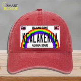 Kealakekua Hawaii Novelty License Plate Hat Unconstructed Cotton / Red