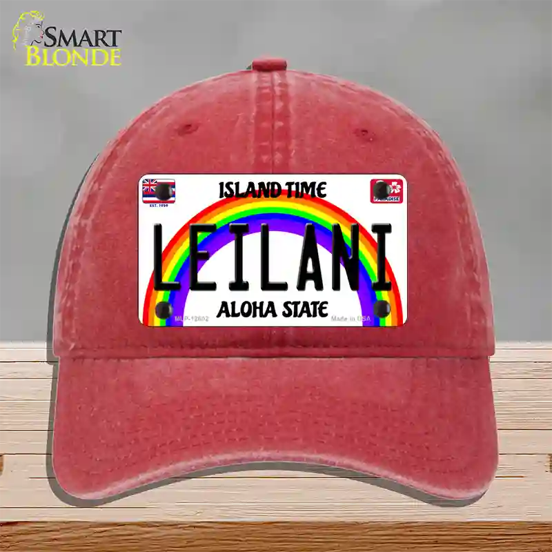 Leilani Hawaii Novelty License Plate Hat Unconstructed Cotton / Red