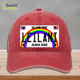 Leilani Hawaii Novelty License Plate Hat Unconstructed Cotton / Red