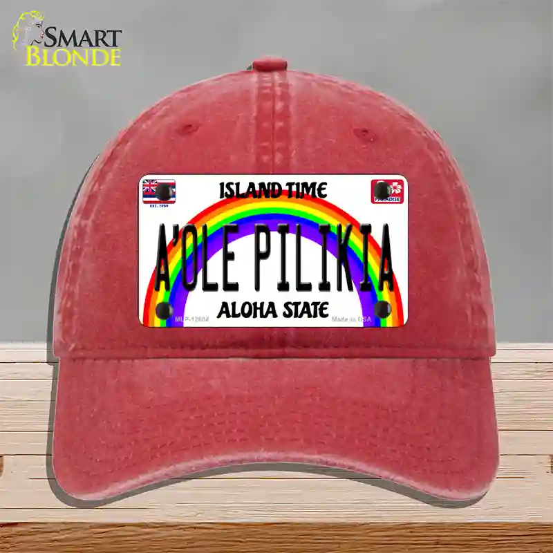 A Ole Pilikia Hawaii Novelty License Plate Hat Unconstructed Cotton / Red