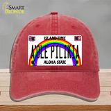 A Ole Pilikia Hawaii Novelty License Plate Hat Unconstructed Cotton / Red