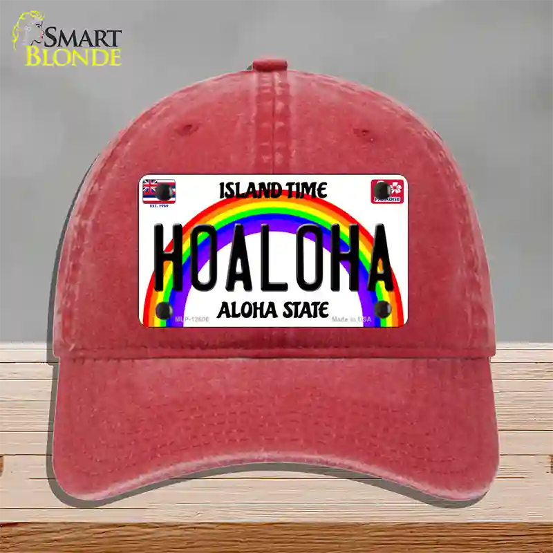 Hoaloha Hawaii Novelty License Plate Hat Unconstructed Cotton / Red