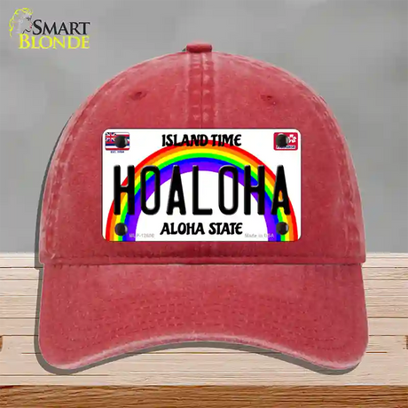 Hoaloha Hawaii Novelty License Plate Hat Unconstructed Cotton / Red