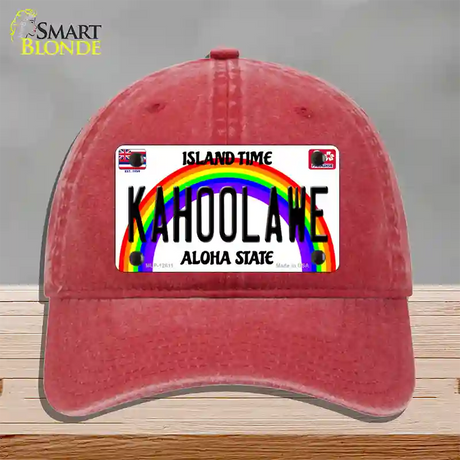 Kahoolawe Hawaii Novelty License Plate Hat Unconstructed Cotton / Red