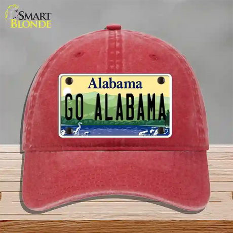 Go Alabama Novelty License Plate Hat Unconstructed Cotton / Red