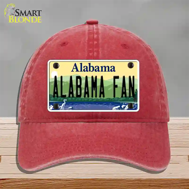 Alabama Fan Novelty License Plate Hat Unconstructed Cotton / Red