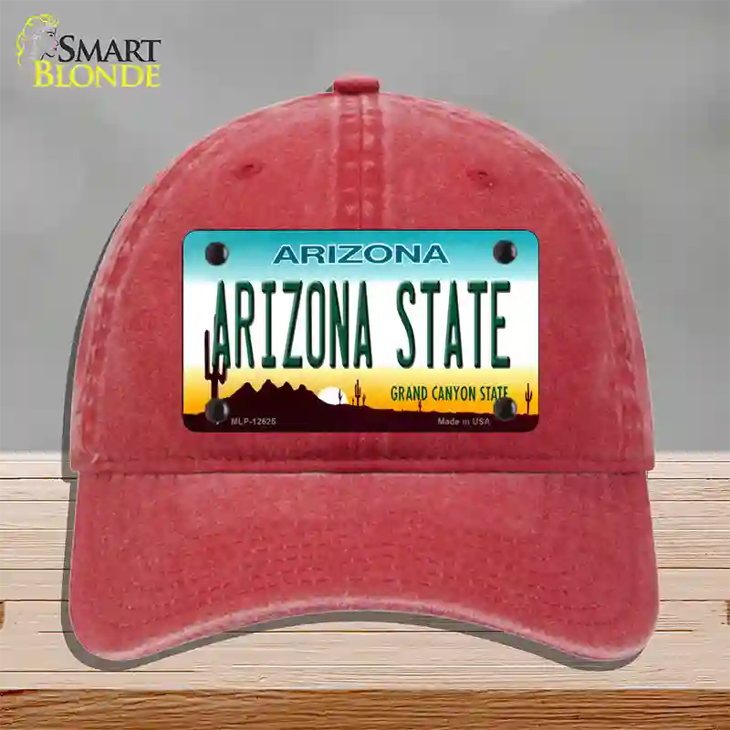 Arizona State Novelty License Plate Hat Unconstructed Cotton / Red