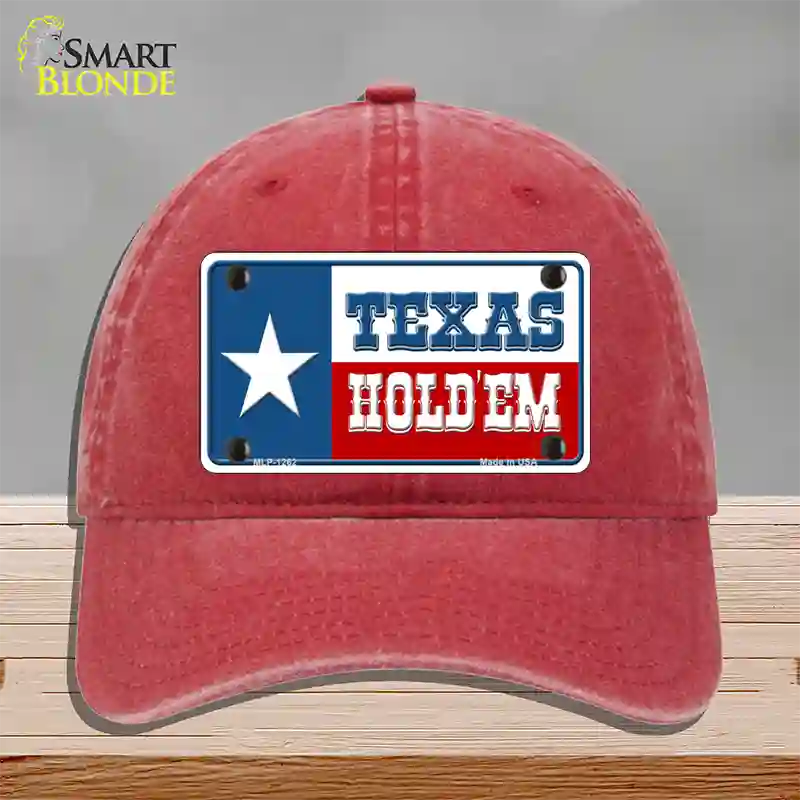 Texas Hold Em Novelty License Plate Hat Unconstructed Cotton / Red