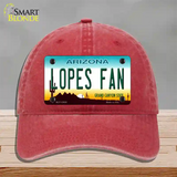 Lopes Fan Novelty License Plate Hat Unconstructed Cotton / Red