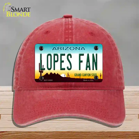 Lopes Fan Novelty License Plate Hat Unconstructed Cotton / Red