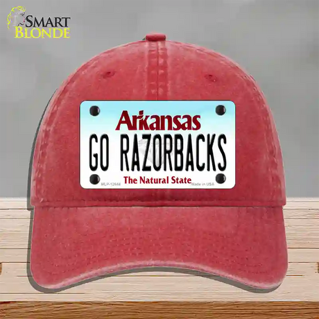 Go Razorbacks Novelty License Plate Hat Unconstructed Cotton / Red