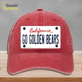 Go Golden Bears Novelty License Plate Hat Unconstructed Cotton / Red