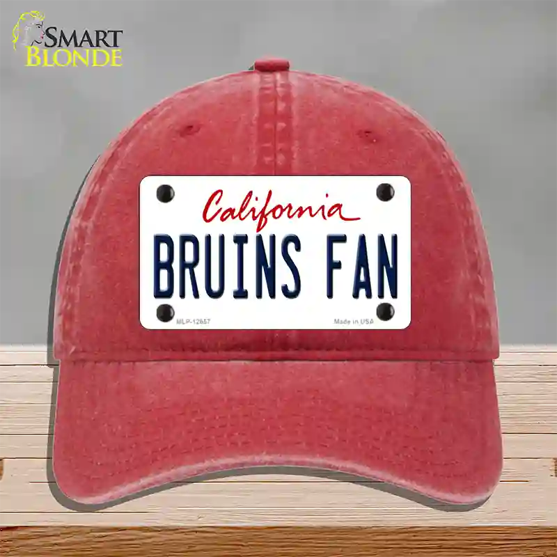 Bruins Fan Novelty License Plate Hat Unconstructed Cotton / Red