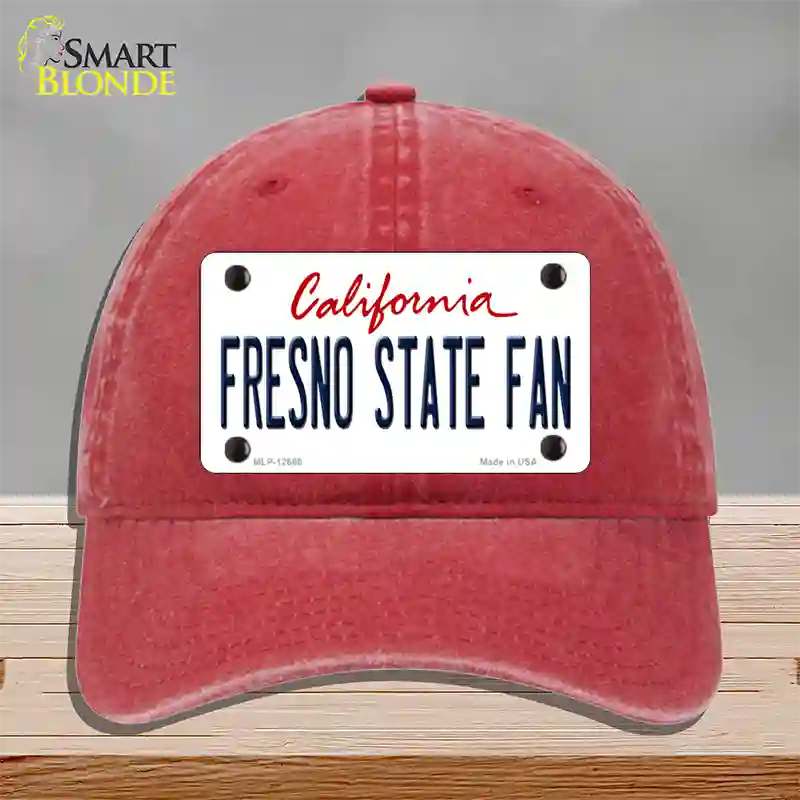 Fresno State Fan Novelty License Plate Hat Unconstructed Cotton / Red