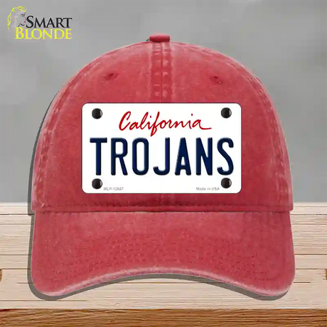 Trojans Novelty License Plate Hat Unconstructed Cotton / Red