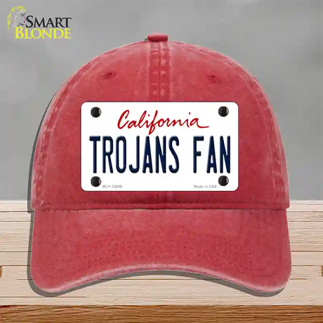 Trojans Fan Novelty License Plate Hat Unconstructed Cotton / Red