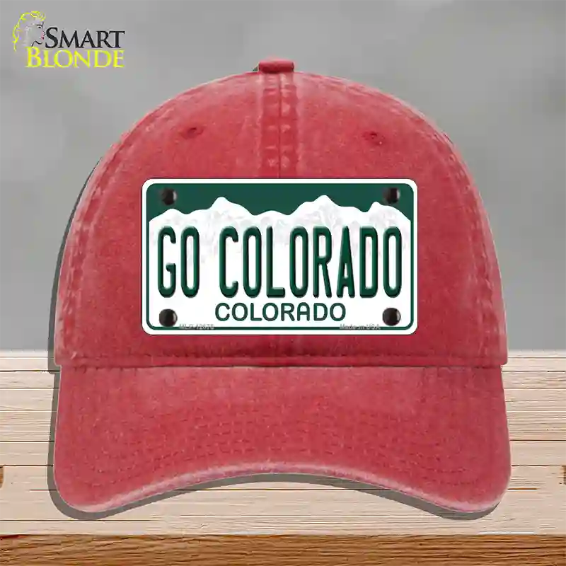 Go Colorado Novelty License Plate Hat Unconstructed Cotton / Red