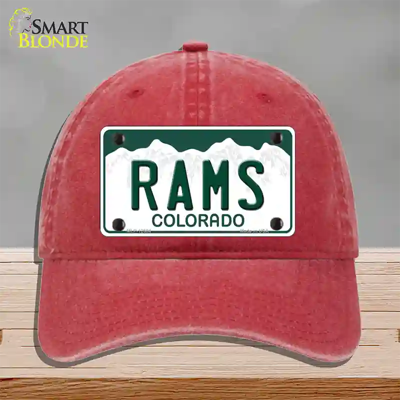 Rams Novelty License Plate Hat Unconstructed Cotton / Red