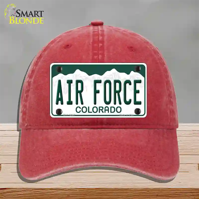 Air Force Novelty License Plate Hat Unconstructed Cotton / Red