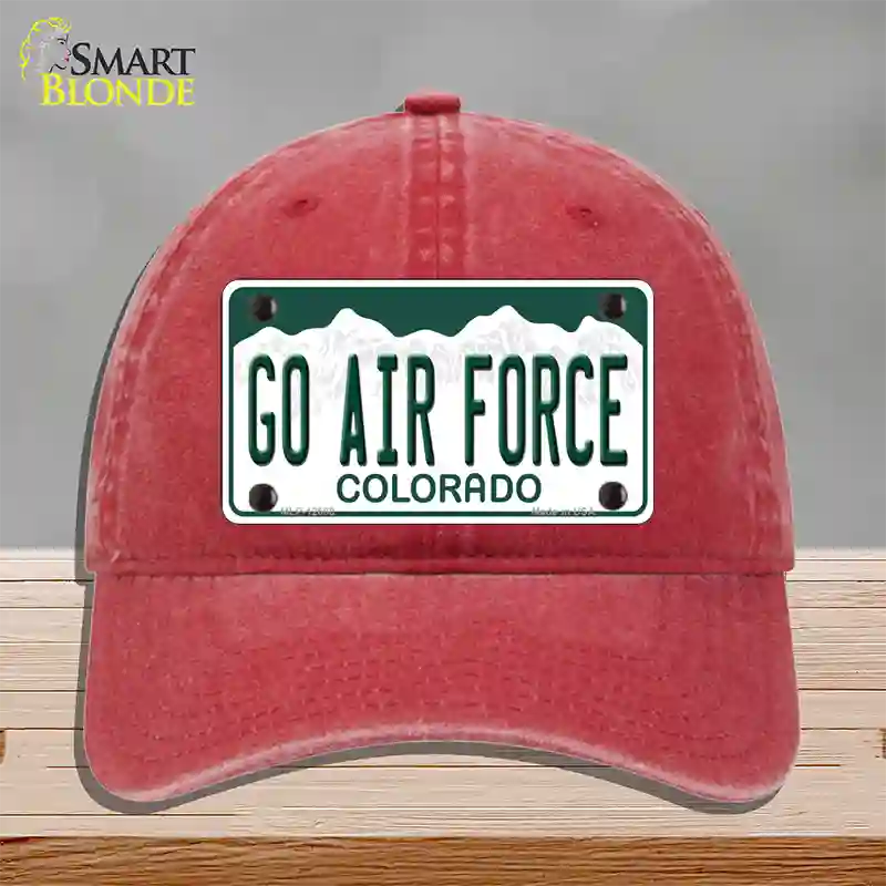 Go Air Force Novelty License Plate Hat Unconstructed Cotton / Red