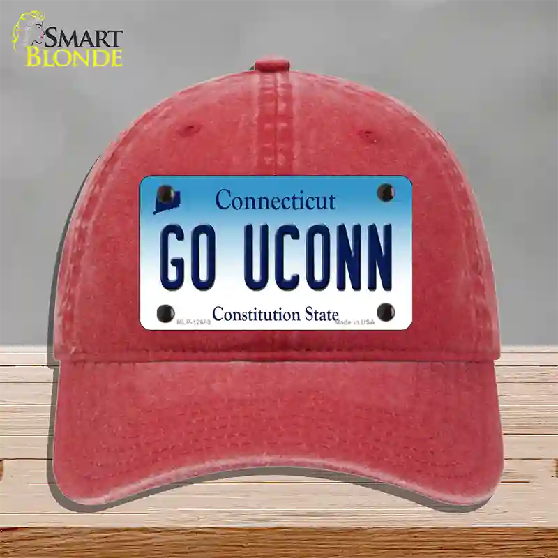 Go UConn Novelty License Plate Hat Unconstructed Cotton / Red