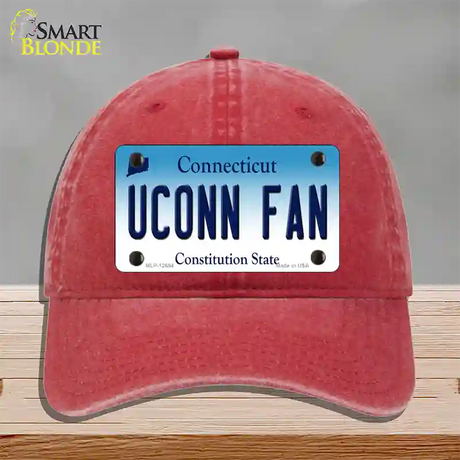 UConn Fan Novelty License Plate Hat Unconstructed Cotton / Red