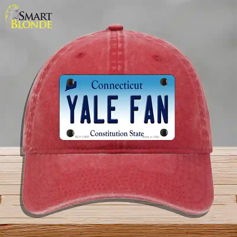 Yale Fan Novelty License Plate Hat Unconstructed Cotton / Red