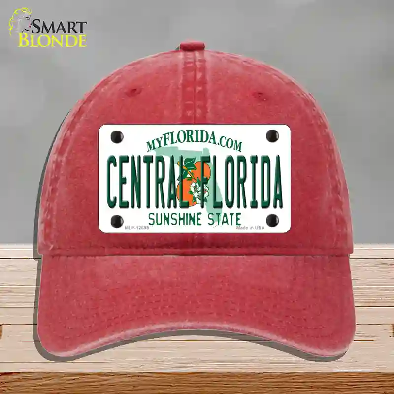 Central Florida Novelty License Plate Hat Unconstructed Cotton / Red