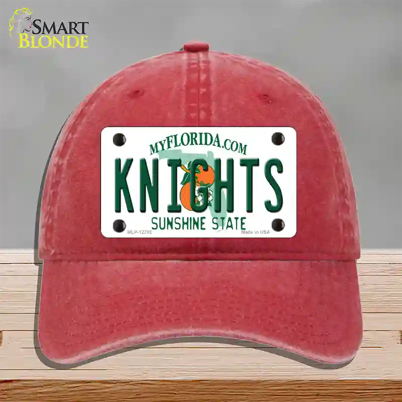 Knights Novelty License Plate Hat Unconstructed Cotton / Red