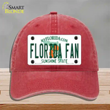 Florida Fan Novelty License Plate Hat Unconstructed Cotton / Red